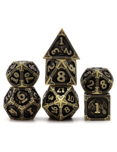 Juego de Dados D&D PJOY de Metal Dragón Antiguo con Estuche