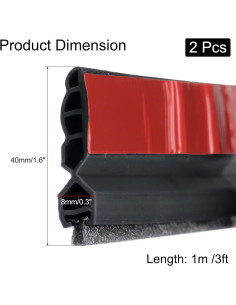 uxcell 2 Tapones de Corrientes de Aire para Puertas 1m Negro 2