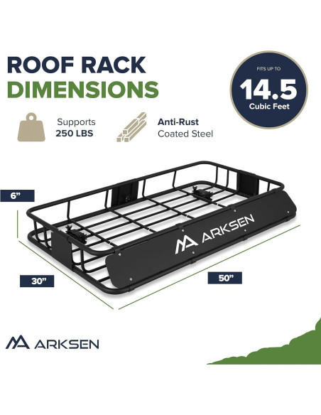 Portaequipajes de Techo ARKSEN 76.2x127cm 113.4kg Carga Portaequipajes de Techo ARKSEN 76.2x127cm 113.4kg Carga
