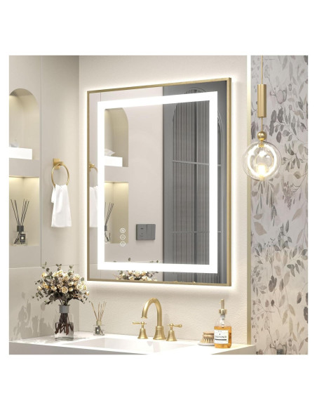Espejo de Baño LED OKPAL 61x76 cm Oro Anti-vaho 3 Colores Espejo de Baño LED OKPAL 61x76 cm Oro Anti-vaho 3 Colores