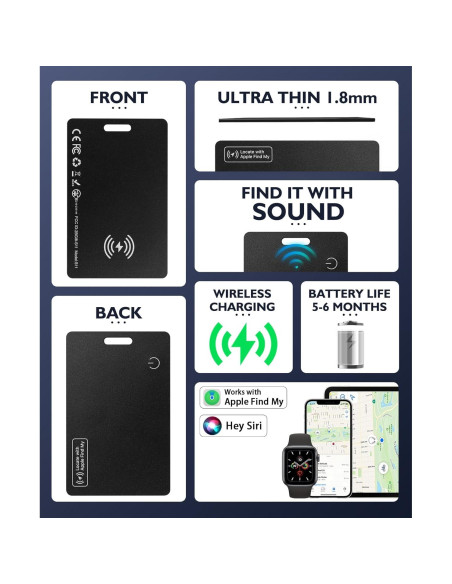 Tarjeta Rastreadora Bluetooth Midlocater para iOS - Negro Tarjeta Rastreadora Bluetooth Midlocater para iOS - Negro