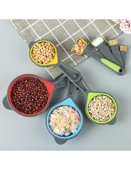 Juego de Tazas y Cucharas Medidoras de Silicona IFFMYJB 8 Piezas Juego de Tazas y Cucharas Medidoras de Silicona IFFMYJB 8 Piezas