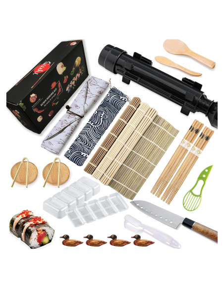 Kit de Hacer Sushi HOATUN 24 Piezas DIY con Bazooka y Esteras Kit de Hacer Sushi HOATUN 24 Piezas DIY con Bazooka y Esteras