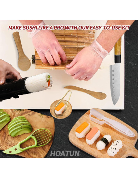 Kit de Hacer Sushi HOATUN 24 Piezas DIY con Bazooka y Esteras Kit de Hacer Sushi HOATUN 24 Piezas DIY con Bazooka y Esteras