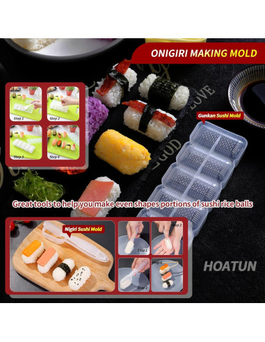 Kit de Hacer Sushi HOATUN 24 Piezas DIY con Bazooka y Esteras