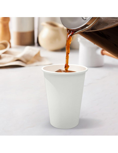 100 Tazas de Papel Desechables 12 oz Dealusy - A Prueba de Fugas
