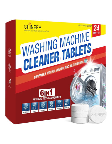 Tabletas Limpiadoras de Lavadora Shinefy - Paquete 24 Unidades - Limpieza Profunda y Desodorización