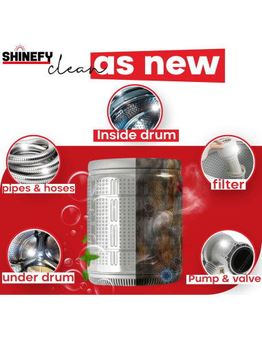 Tabletas Limpiadoras de Lavadora Shinefy - Paquete 24 Unidades - Limpieza Profunda y Desodorización