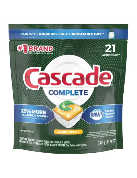 Cápsulas de Detergente para Lavavajillas Cascade Limón 21 Unidades Cápsulas de Detergente para Lavavajillas Cascade Limón 21 Unidades
