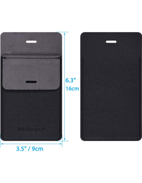 Protector de Bolsillo Wisdompro - Funda de Cuero PU Negro - Paquete de 3 Protector de Bolsillo Wisdompro - Funda de Cuero PU Negro - Paquete de 3