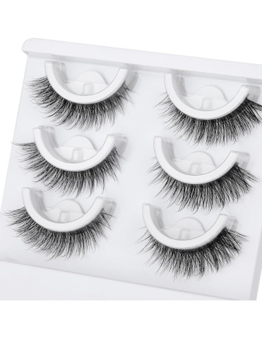 Pestañas Autoadhesivas Wiwoseo 16MM Naturales Reutilizables 3 Pares