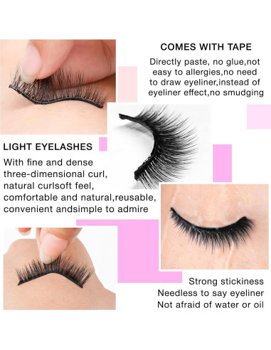 Pestañas Postizas Autoadhesivas Ayehe 5 Pares Largas Naturales