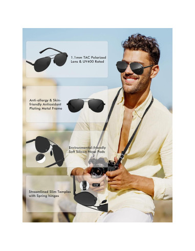 Gafas de sol LUENX Aviador polarizadas UV400 para hombres