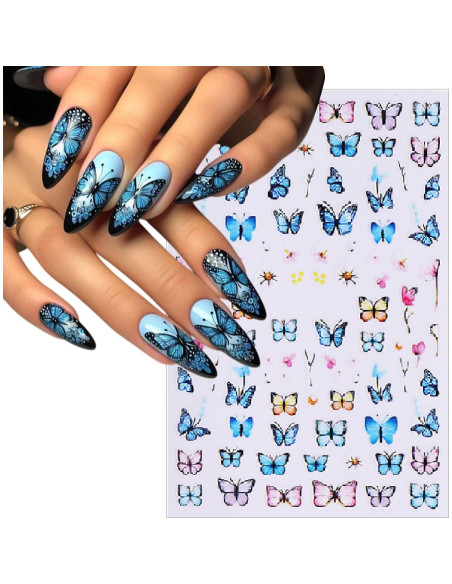 Calcomanías de Uñas 3D Mariposa Primavera YUEJIMEIGUI - 8 Hojas Calcomanías de Uñas 3D Mariposa Primavera YUEJIMEIGUI - 8 Hojas