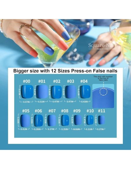 Uñas Postizas Cortas Cuadradas Teenitor 576pcs 12 Colores Uñas Postizas Cortas Cuadradas Teenitor 576pcs 12 Colores
