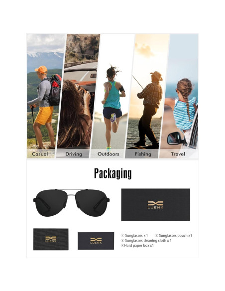 Gafas de sol LUENX Aviador polarizadas UV400 para hombres