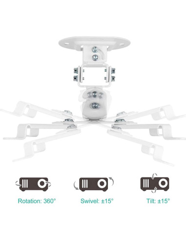 Soporte de Techo para Proyector WALI PM-002-W Blanco Ajustable