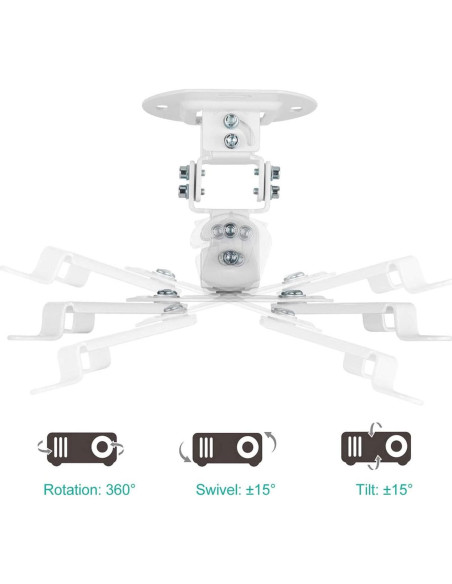 Soporte de Techo para Proyector WALI PM-002-W Blanco Ajustable Soporte de Techo para Proyector WALI PM-002-W Blanco Ajustable