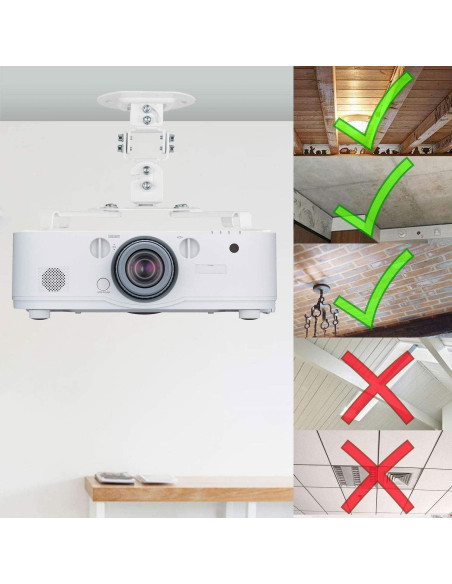 Soporte de Techo para Proyector WALI PM-002-W Blanco Ajustable Soporte de Techo para Proyector WALI PM-002-W Blanco Ajustable