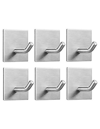 Ganchos Adhesivos FOMANSH de Acero Inoxidable 6 Paquetes Plata