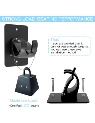 Soportes de Barra de Cortina Autoadhesivos AMZONHOME 4 Pzs Negro
