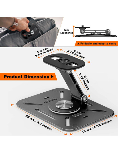 Soporte de Proyector Plegable BAISHUN Ajustable 360 Negro