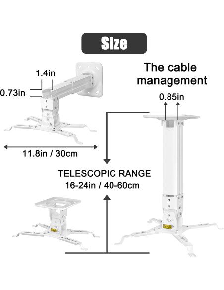 Soporte de Proyector 2-Be-Best Ajustable 40-60cm Blanco Soporte de Proyector 2-Be-Best Ajustable 40-60cm Blanco