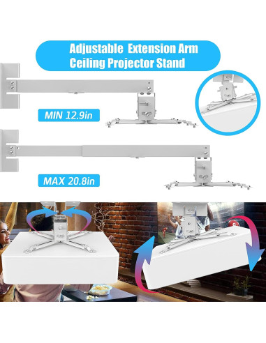 Soporte de Proyector IUMÉ Blanco Ajustable 20 kg Techo/Pared
