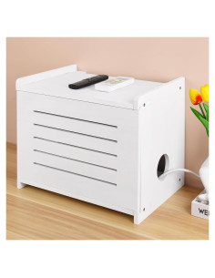 Estante de Madera BEARUT Blanco para Router y Proyector