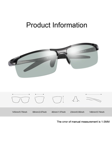Gafas de sol YIMI fotocromáticas polarizadas UV400 unisex Gafas de sol YIMI fotocromáticas polarizadas UV400 unisex