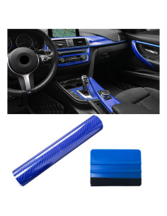 Envoltura de Fibra de Carbono Brillante 5D Dickno 30.48x152.4cm Azul