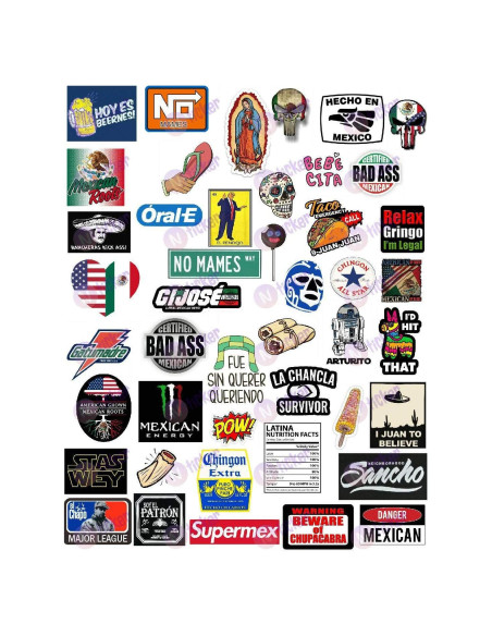 42 Calcomanías Mexicanas NTICKER - Vinilo Resistente al Agua 42 Calcomanías Mexicanas NTICKER - Vinilo Resistente al Agua