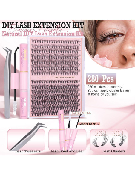Kit de Extensión de Pestañas DIY FANXITON 280 Pcs 8-16mm Kit de Extensión de Pestañas DIY FANXITON 280 Pcs 8-16mm