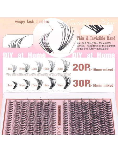 Kit de Extensión de Pestañas DIY FANXITON 280 Pcs 8-16mm Kit de Extensión de Pestañas DIY FANXITON 280 Pcs 8-16mm