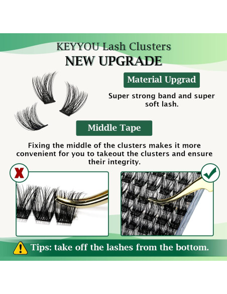 Grupos de Pestañas KEYYOU 96pcs D Curl 8-18mm Voluminosa Grupos de Pestañas KEYYOU 96pcs D Curl 8-18mm Voluminosa