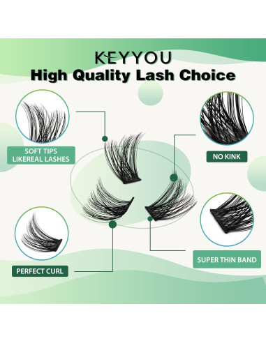 Grupos de Pestañas KEYYOU 96pcs D Curl 8-18mm Voluminosa