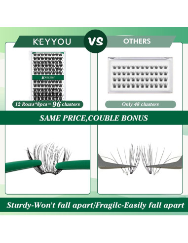 Grupos de Pestañas KEYYOU 96pcs D Curl 8-18mm Voluminosa