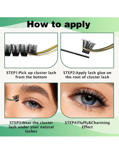 Grupos de Pestañas KEYYOU 96pcs D Curl 8-18mm Voluminosa