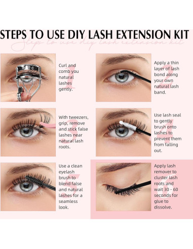 Kit de Extensión de Pestañas EYEVIS 300PCS D Curl 9-18mm