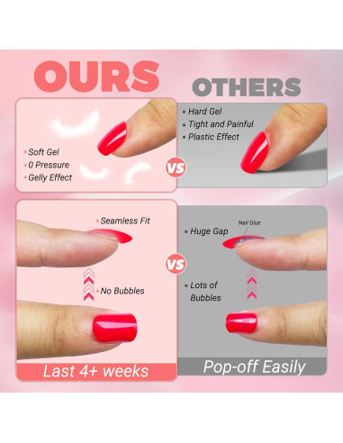 Uñas Postizas Cortas Cuadradas Burdeos LoveOurHome 240pc