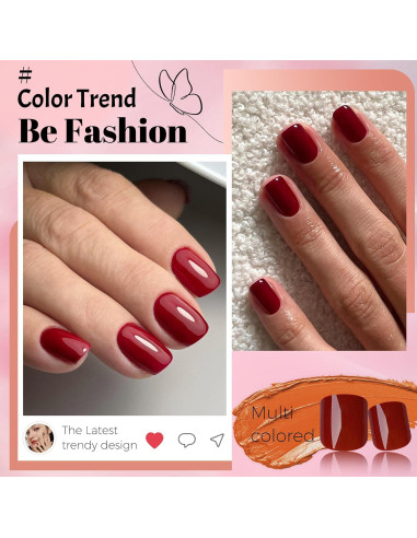 Uñas Postizas Cortas Cuadradas Burdeos LoveOurHome 240pc