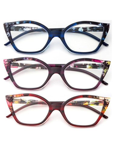 Gafas de Lectura Cat Eye DXYXYO 3 Pares Anti Luz Azul