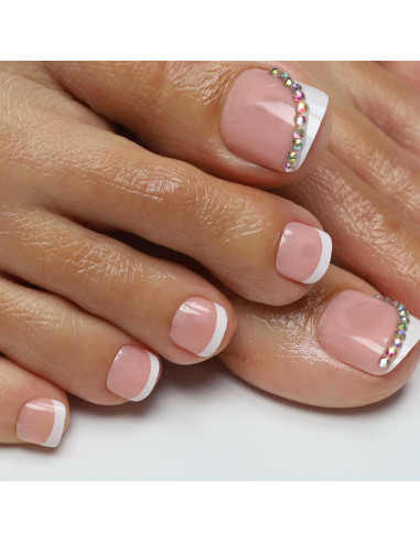 24 Uñas Postizas para Dedos de los Pies ASONRL Rosa Francesa