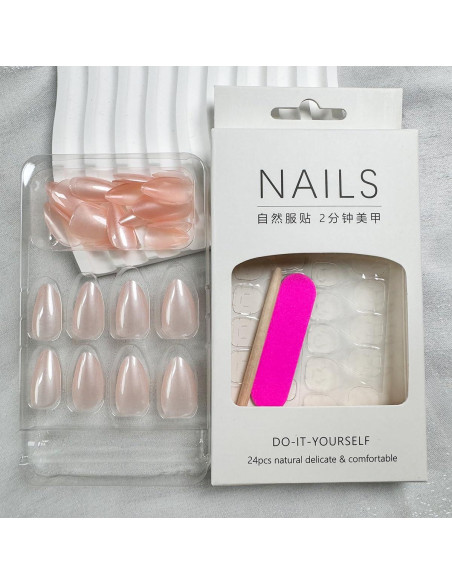 Uñas Postizas Almendra Ombre Nude 24 Pcs GUFUGU0612 Uñas Postizas Almendra Ombre Nude 24 Pcs GUFUGU0612