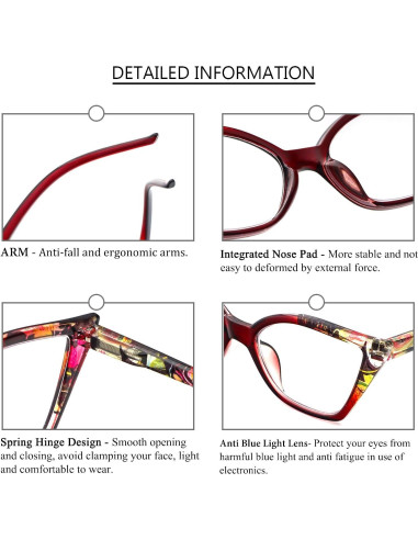 Gafas de Lectura Cat Eye DXYXYO 3 Pares Anti Luz Azul