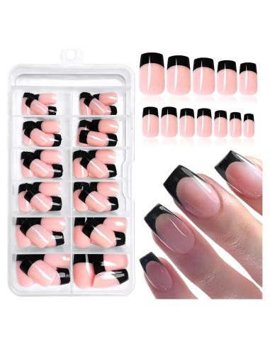 120 Uñas Postizas Francesas Cortas Bellelfin - Color Nude