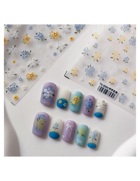 Pegatinas de Uñas Dedyel Flores de Primavera 2 Piezas Pegatinas de Uñas Dedyel Flores de Primavera 2 Piezas