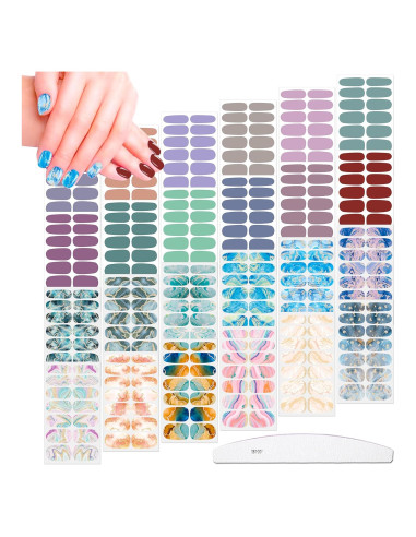 Tiras de Esmalte de Uñas JERCLITY 336 Piezas Autoadhesivas