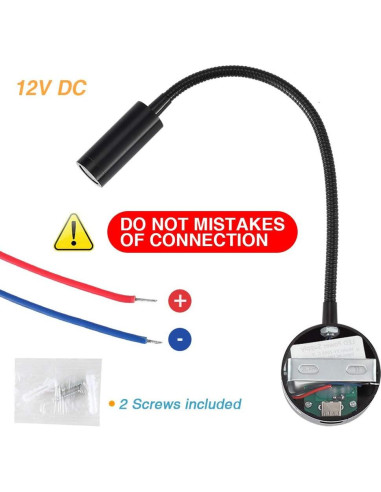 Luz de Lectura LED Regulable WisHomee con USB 12V - 2 Paquete