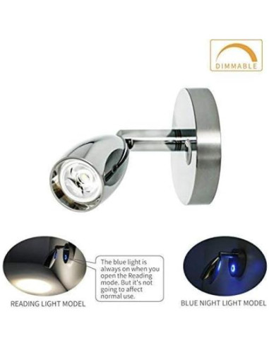 Luz de Lectura LED THALASSA 12V Regulable - 2 Unidades